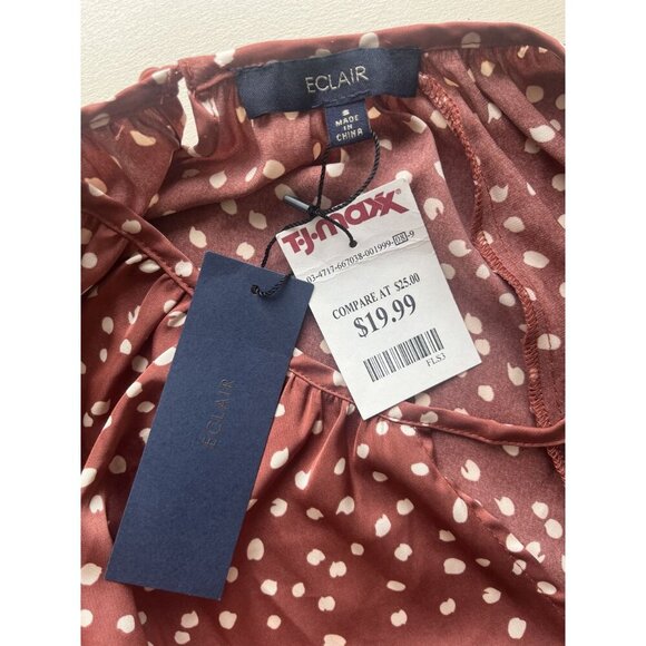 Éclair NWT Brown Polka Dot Blouse Women’s Size S - Picture 4 of 4